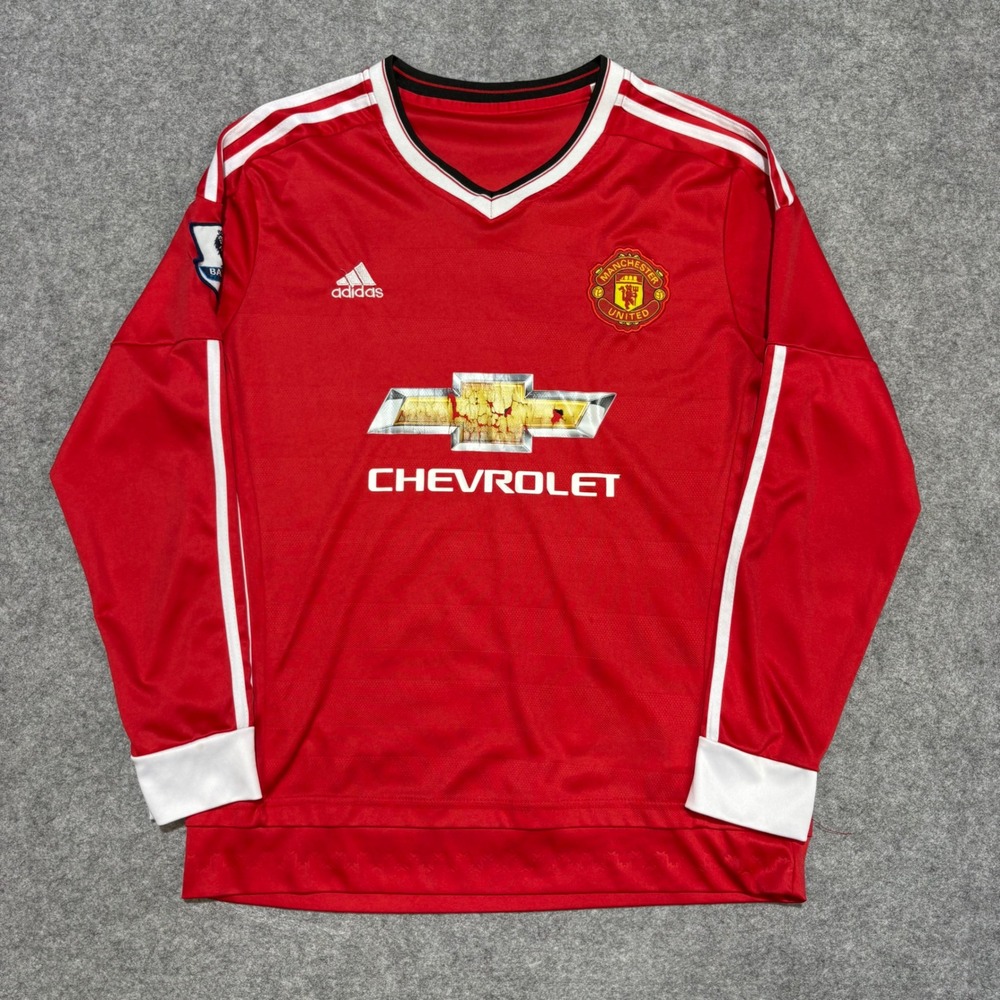 Adidas Manchester United 2015-16 Home Jersey Long Sleeve Red Climacool Mens M